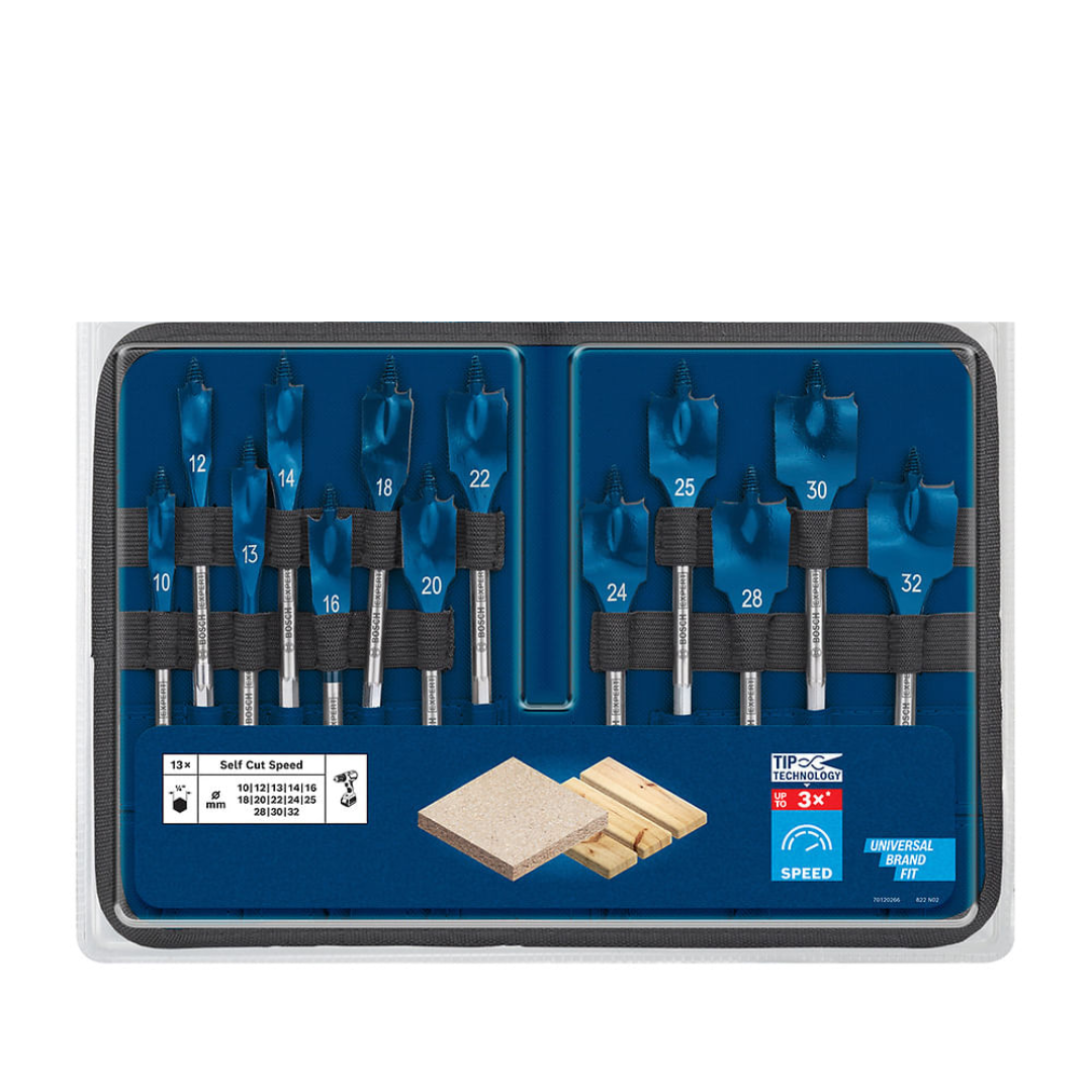 Set of 13 Self Cut Speed Drill Bits 10–32 mm x 152 mm