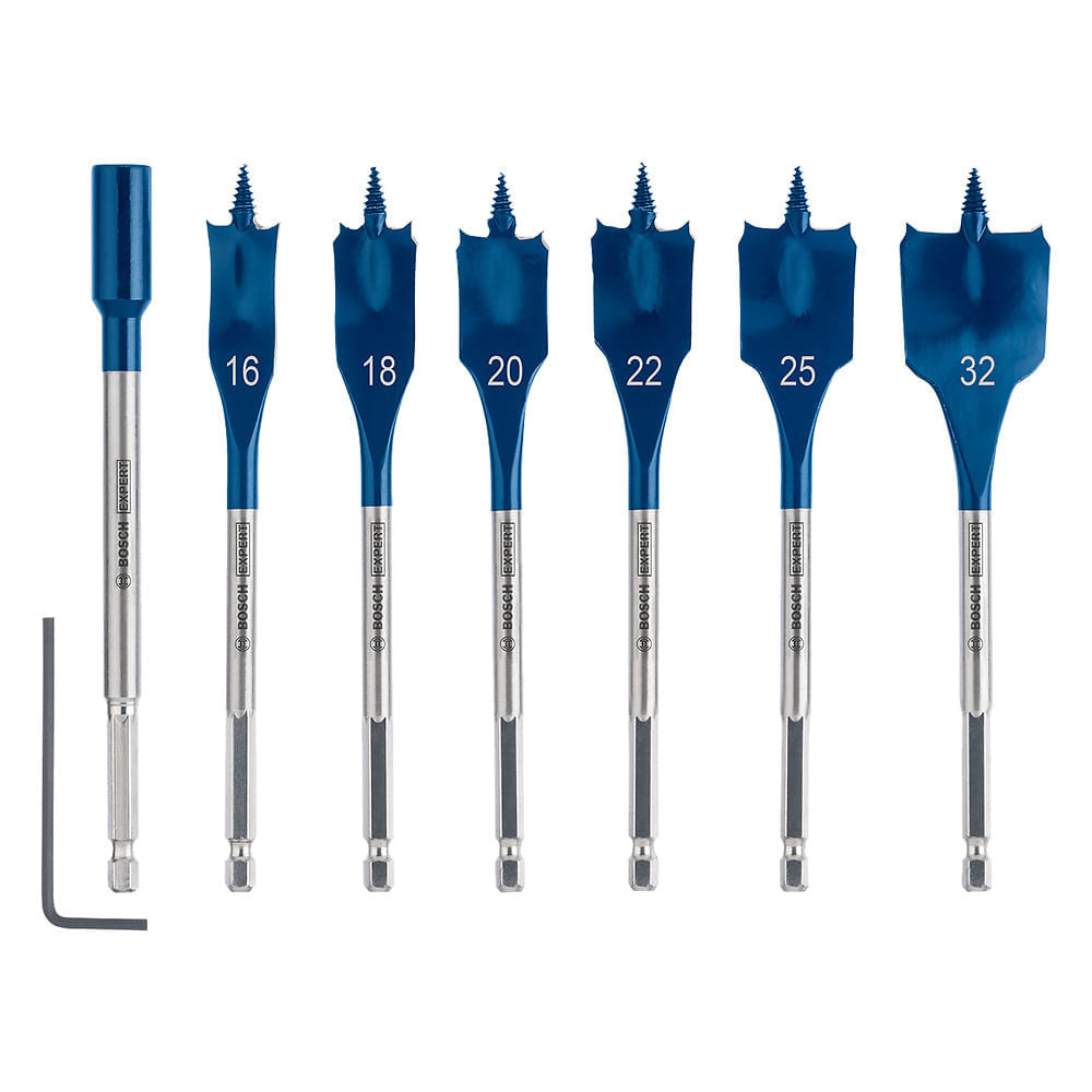 Set of 7 Self Cut Speed Drill Bits 16–32 mm x 152 mm